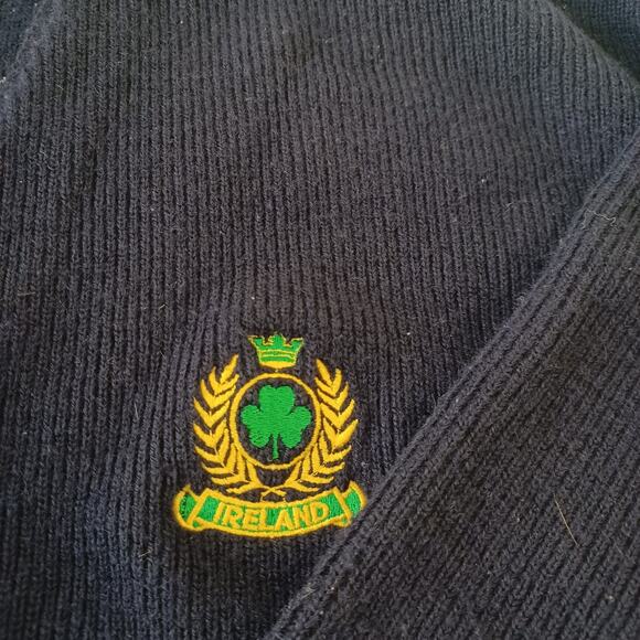 VTG Blarney Castle Knitwear Cardigan Sweater Mens L Blue Wool Irish Embroidered - Picture 4 of 10